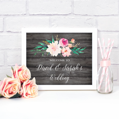 Custom Wedding Sign - Floral Garden